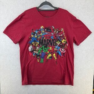 DISNEY STORE Men's XL "Marvel Superheroes" T-Shirt Red Heather